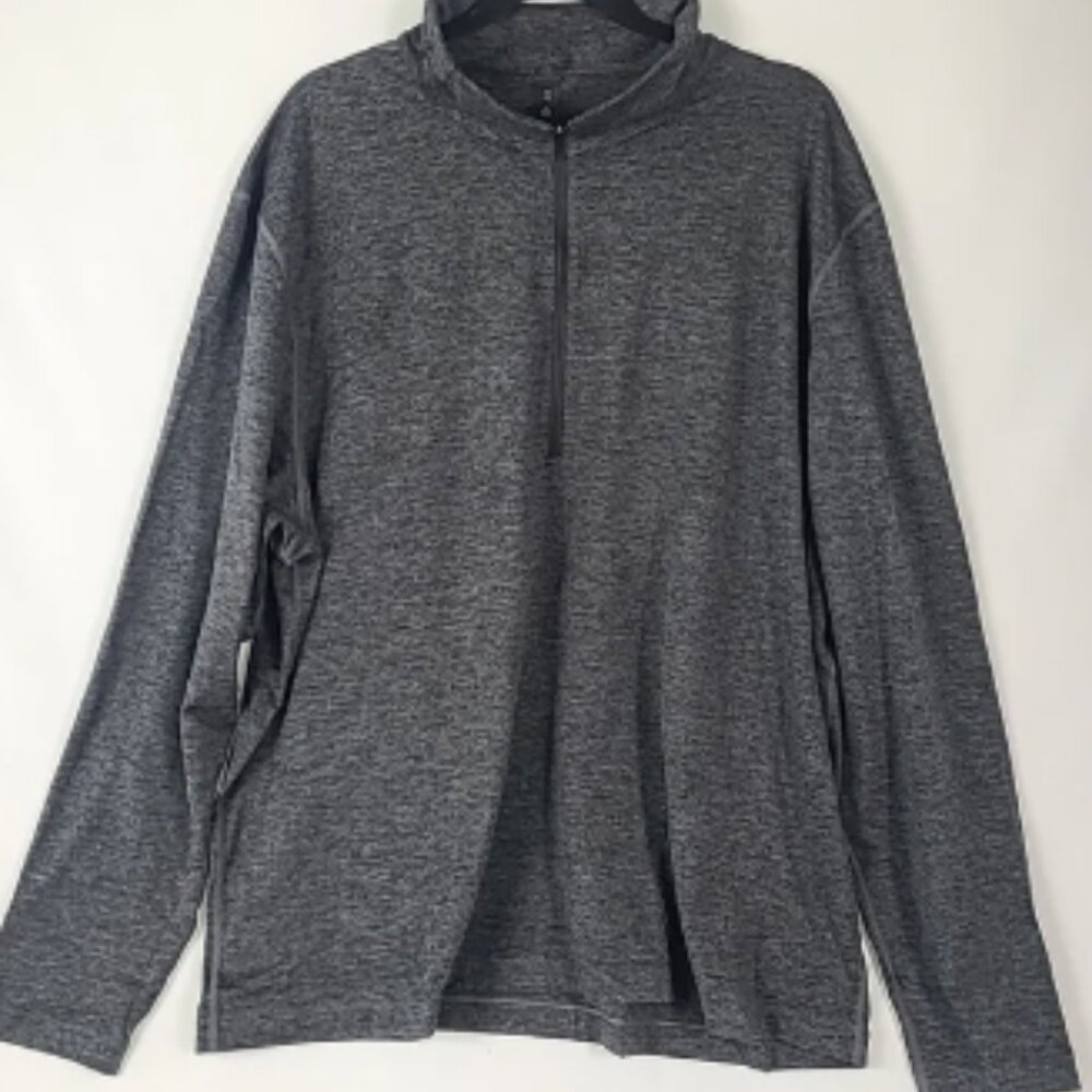 NWOT Lululemon Men's Soft Jersey Half Zip Long Sleeve Pullover Black/Grey Sz 3XL